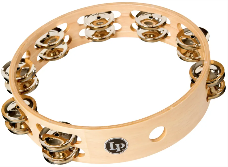 Tambourin LP 380B - 10" - Sans Peau - Nickel - Double Rangee - Bois
