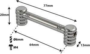 Coquille Spare Drum Tube Lug - Double Tirant - 64Mm