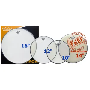 REMO Pack Ambassador 10"/12"/16" Clear + Ambassador 14" Coated