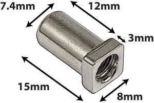 Cheminee Sparedrum Carree Snsq15B 15mm - Laiton (X4)