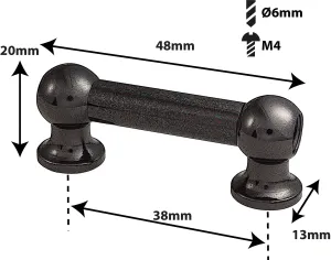 Coquille Spare Drum Tube Lug - Double Tirant - 38mm - Black