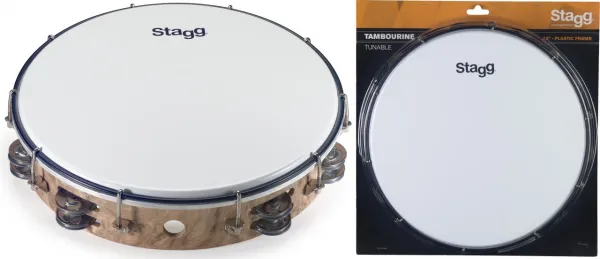 Produit Tambourin Stagg 12" Accordable - Peau Plastique - 2 Rangs - Bois Image